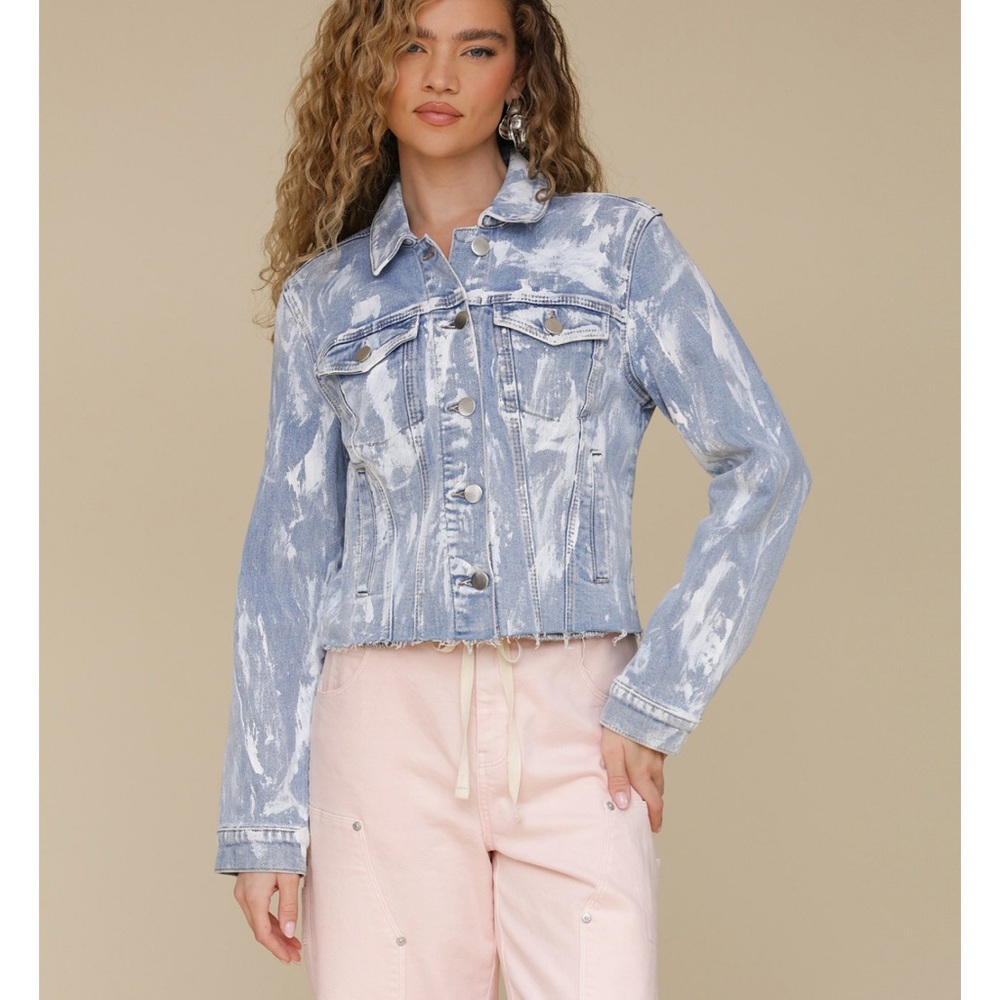 Avec Les Filles Light Blue Tie-Dye Jean Jacket